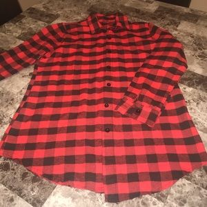 Buffalo plaid flannel blouse